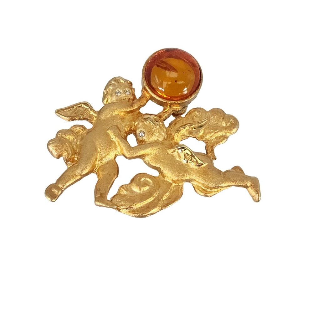 Vintage Signed LS Cherub Brooch (A603)